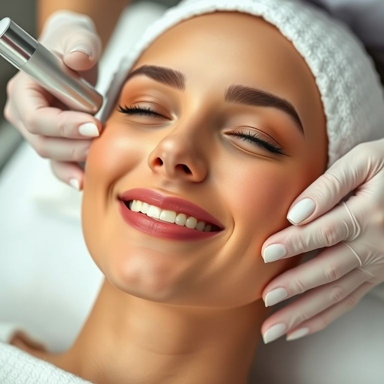 A client enjoying the glowing results of the best facial treatment near me at The Hollywood Facial